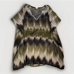 SITA Sheer Suit Cover Up OS Rhinestone Fairy Grunge Whimsigoth Ikat Green Swim